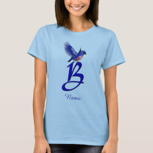 Blaue Vogel-Monogramm-Initiale B Elegant Personali T-Shirt