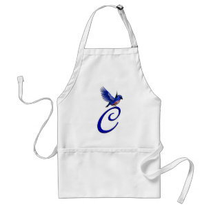 Blaue Vogel-Monogramm Initiale C Elegant Schürze