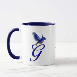 Blaue Vogel-Monogramm-Initiale G Elegant Personali Tasse