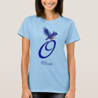 Blaue Vogel-Monogramm-Initiale O Elegant Personali