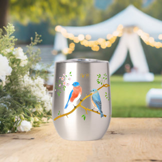 Blaue Vögel Monogrammiert