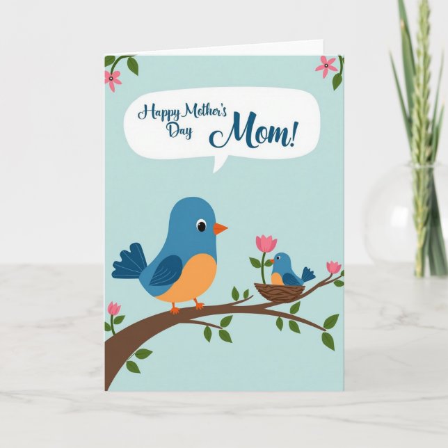 Blaue Vogel Muttertags-Grußkarte Karte (Vorderseite)