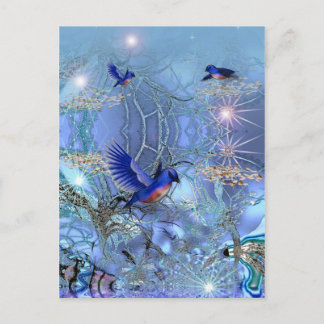 Blaue Vögel nach Postkarte