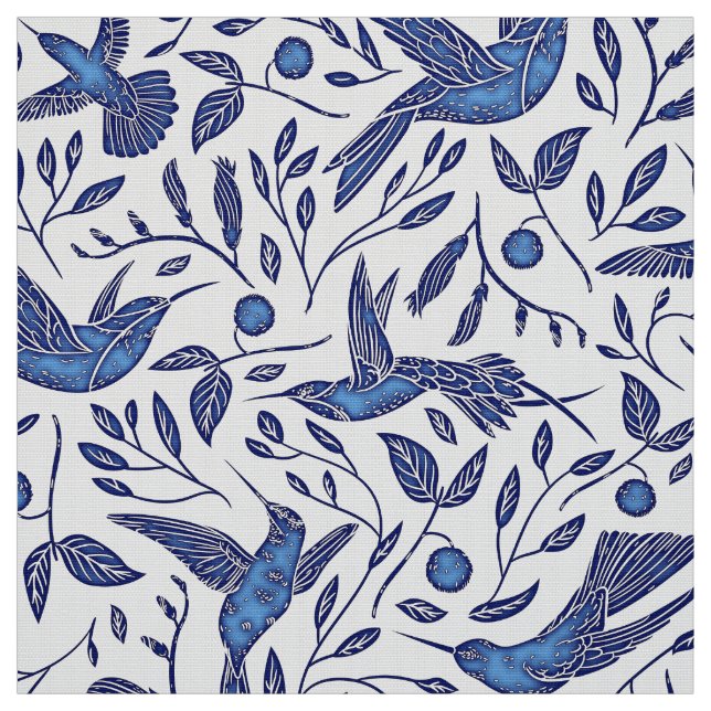 Blaue Vogel-nahtloses Muster Delfts Stoff (Muster)
