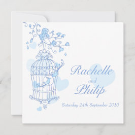 Blaue Vögel Offener Käfig Einladung