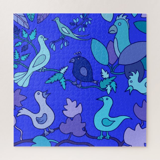 Blaue Vögel Puzzle (Vertikal)