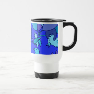 Blaue Vögel Reisebecher