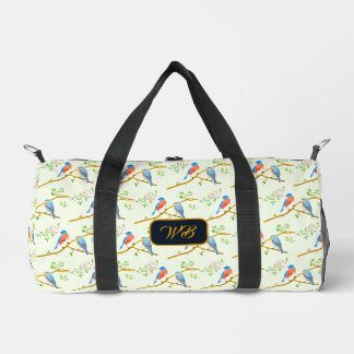 Blaue Vögel Reisetasche Blassgrün Duffle Bag