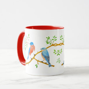 Blaue Vögel Rote Kombi-Tasse Tasse