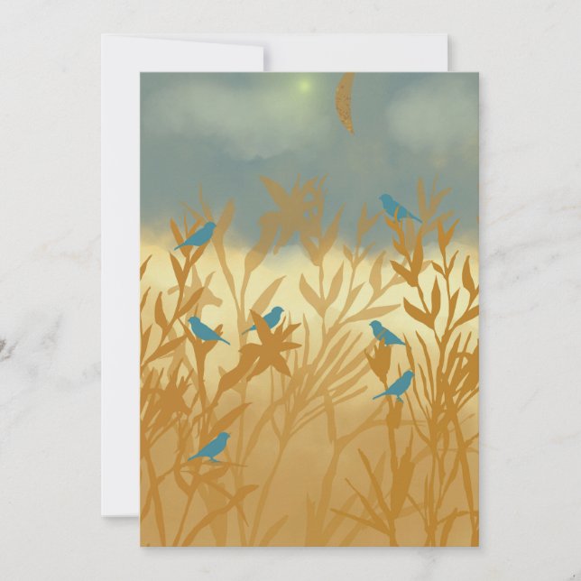 Blaue Vögel Save The Date (Vorderseite)