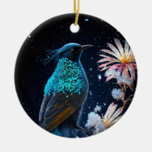 Blaue Vogel-Schnee-Blumen Frohe Feiertage