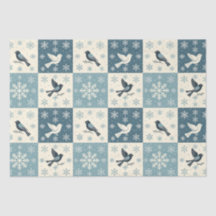 Blaue Vögel & Schneeflocken Weihnachten Winter Dec