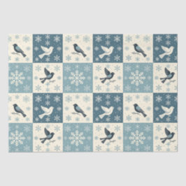 Blaue Vögel & Schneeflocken Weihnachten Winter Dec Seidenpapier