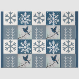 Blaue Vögel & Schneeflocken Weihnachten Winter Dek Seidenpapier