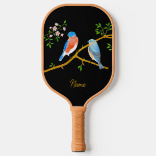 Blaue Vögel Schwarz Pickleball Schläger