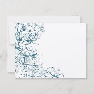 Blaue Vögel & Schwünge Hochzeit RSVP Karte