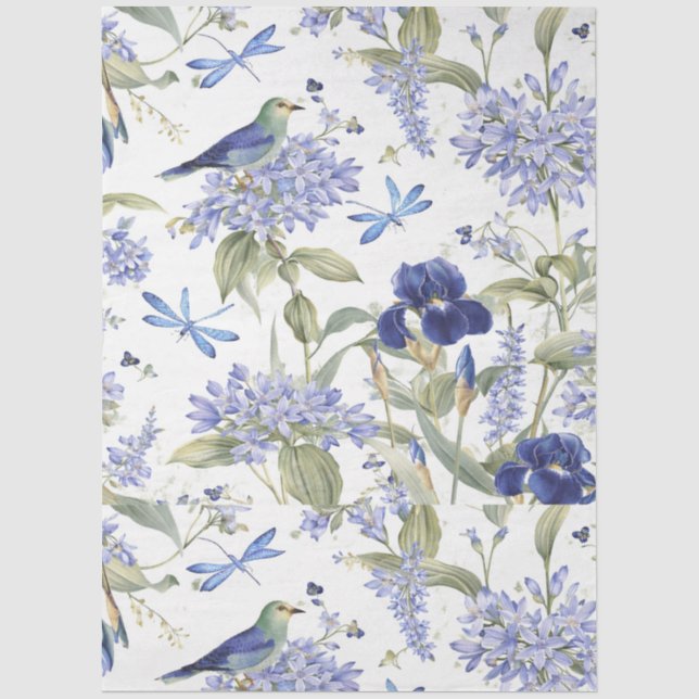 Blaue Vögel  Seidenpapier (Vorderseite)