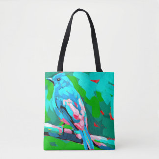 Blaue-Vogel-Tasche mit zwei Seiten