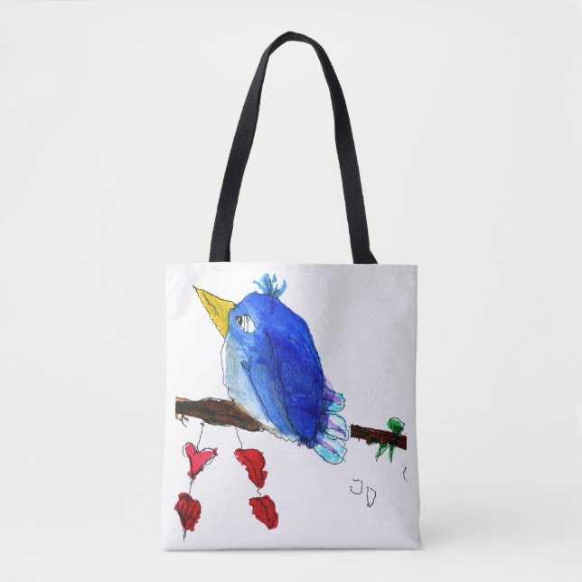 Blaue Vogel-Taschen-Tasche (Vorderseite)