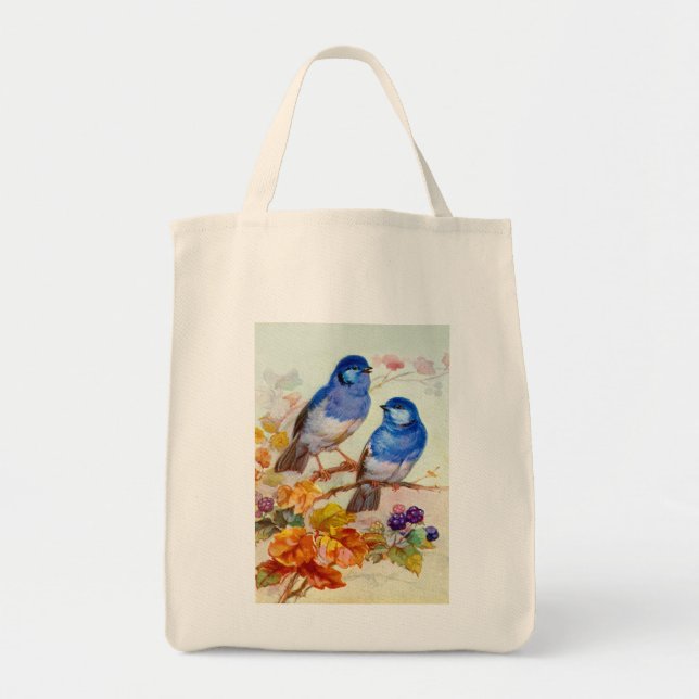 Blaue Vögel Tragetasche (Vorne)