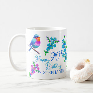 Blaue Vögel vergessen mich nicht blutig 90. Geburt Kaffeetasse