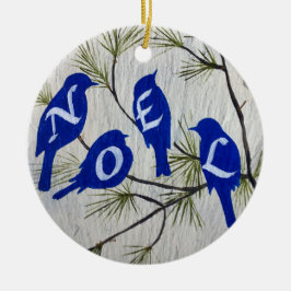 Blaue Vögel WEIHNACHTEN Porzellan Ornament