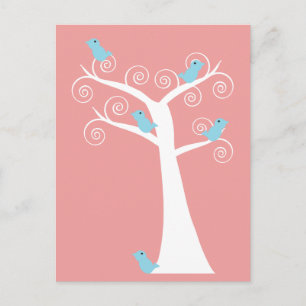 Blaue Vögel Whimsical Nature Tree Postkarte