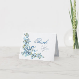 Blaue Vögel Winterhochzeit Dankeschön Vintage Dankeskarte