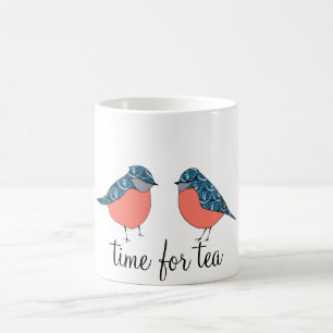 Blaue Vogel-Zeit für Tee-Tasse Tasse