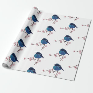 Blaue Vogelart Geschenkpapier