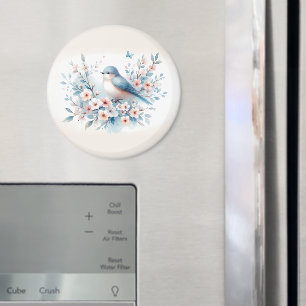 Blaue Vogelblüten-Aquarell Serenität Magnet