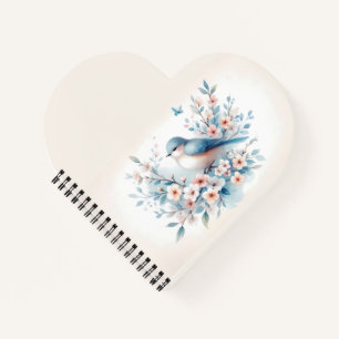 Blaue Vogelblüten-Aquarell Serenität Notizbuch