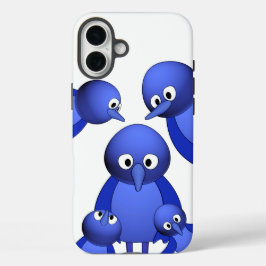 Blaue Vogelfamilie iPhone 16 Plus Hülle