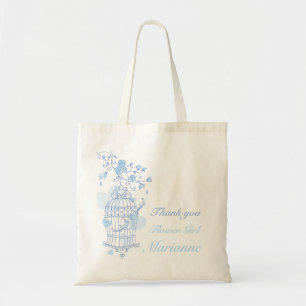 Blaue Vogelhochzeit Blume Girl-Tasche Tragetasche
