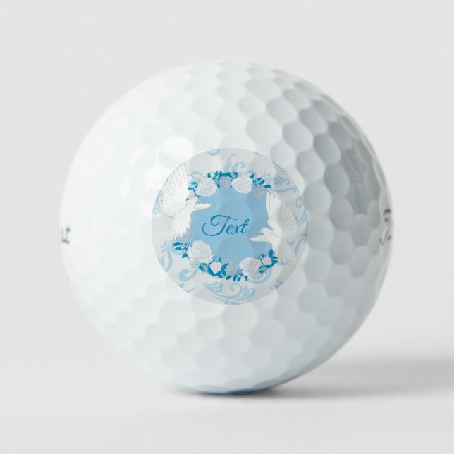 Blaue Vogelmuster Golfball (Vorderseite)