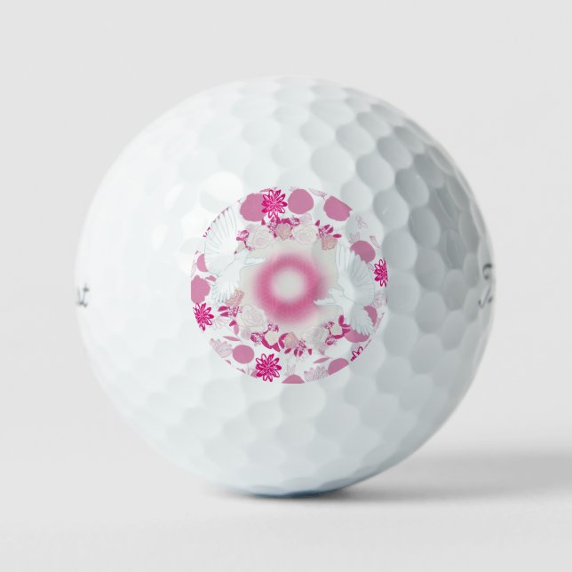Blaue Vogelmuster Golfball (Vorderseite)
