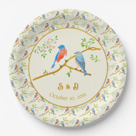 Blaue Vogels Hochzeit Pappteller