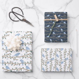 Blaue Vogelschutzpapierblätter Geschenkpapier Set