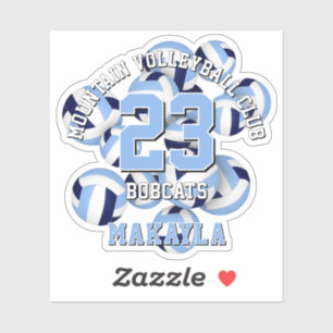 Blaue Volleyball-Cluster mit Namen des Athleten Aufkleber