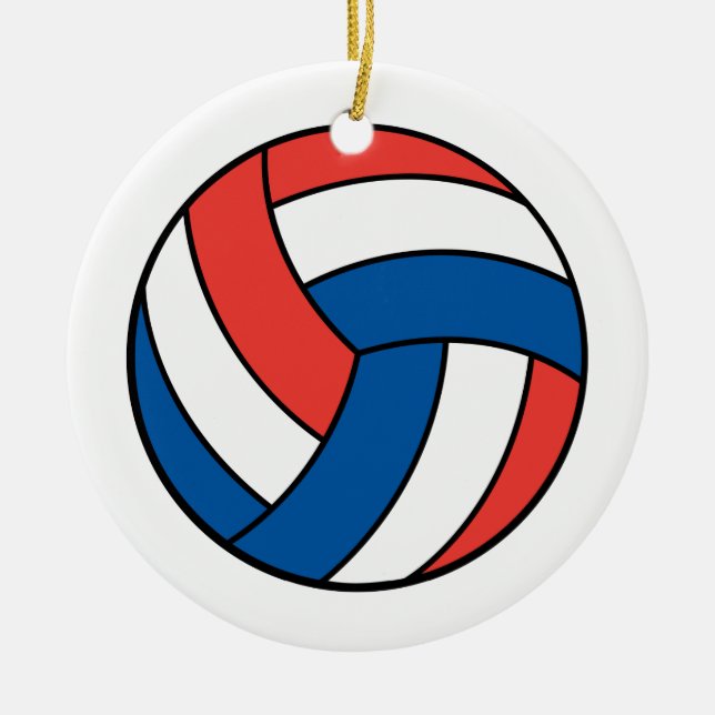 Blaue Volleyball Keramik Ornament (Vorne)