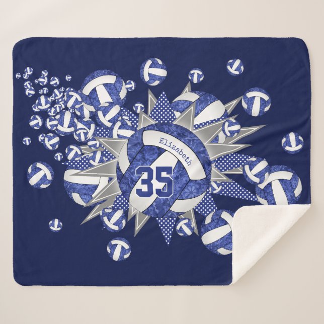 Blaue Volleyballs individuelle Name Sherpadecke (Vorderseite (Horizontal))