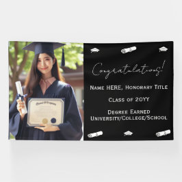 Blaue Vorlage für Abschluss-Foto, Kap & Diploma-Ma Banner