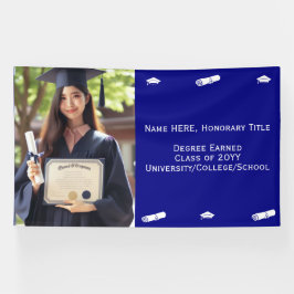 Blaue Vorlage für Abschluss-Foto, Kap & Diploma-Ma Banner