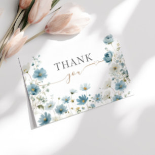 Blaue vornehme Blumen Aquarell-Baby-Shower Dankeskarte