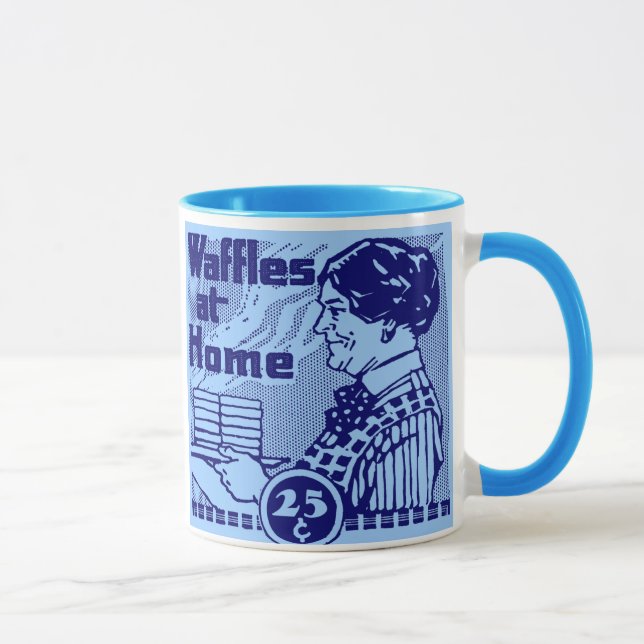 Blaue "WAFFELN" Kaffee-Tasse Tasse (Rechts)