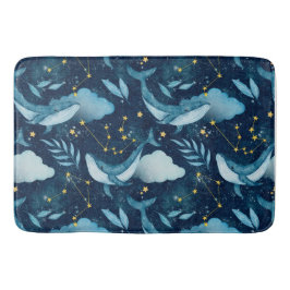 Blaue Wale mit Wasserfarbe Ozeangefühlt Badematte