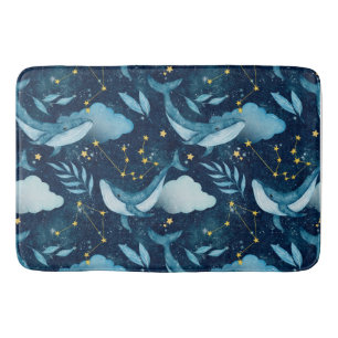 Blaue Wale mit Wasserfarbe Ozeangefühlt Badematte