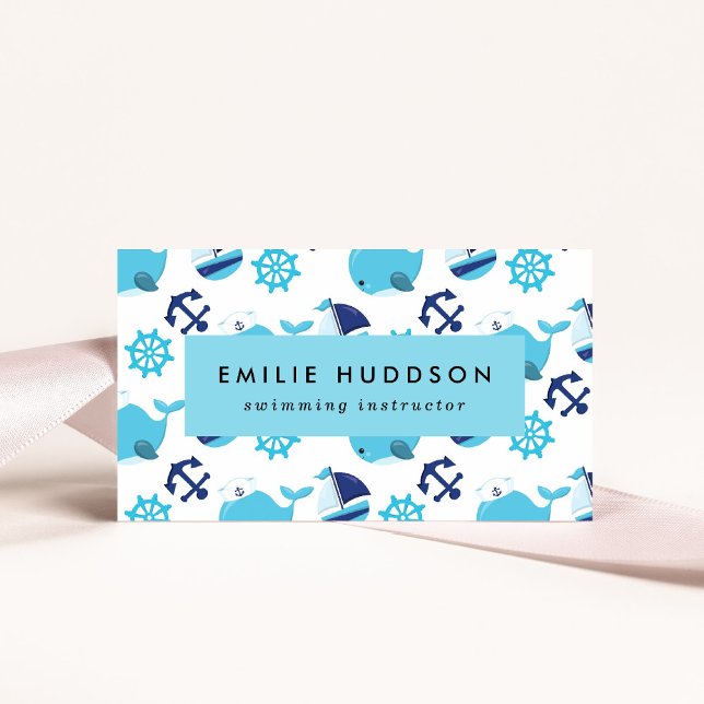 Blaue Wale, Schwimmlehrer, Schwimmlehrer Visitenkarte (Von Creator hochgeladen)