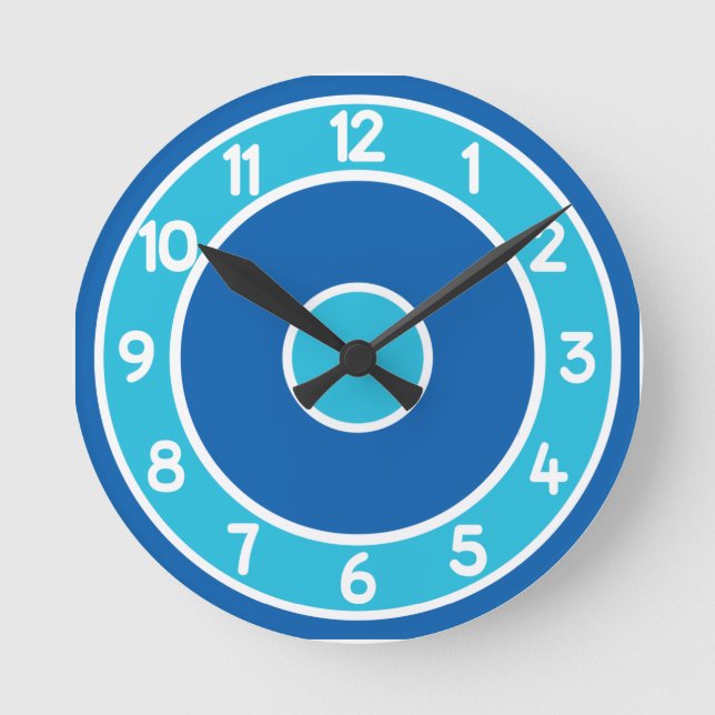 Blaue Wand Runde Wanduhr (Vorderseite)