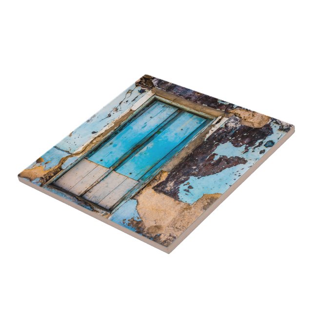 Blaue Wand und Tür Fliese (Seite)